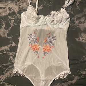 Embroidered Mesh Bodysuit